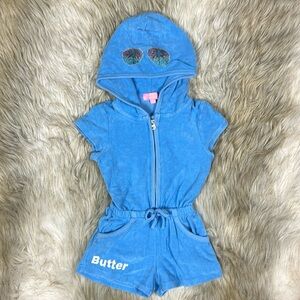 3T Butters Super Soft Summer Short Sleeve Zip-Up Romper, Blue